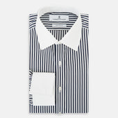 And White Double Stripe Shirt With Contrast Collar Cuffs