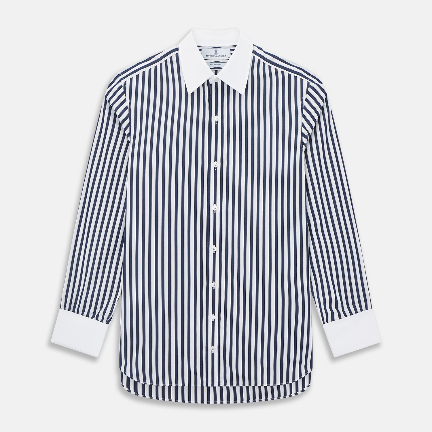 And White Regency Stripe Shirt With Contrast Collar Cuffs