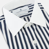 And White Regency Stripe Shirt With Contrast Collar Cuffs