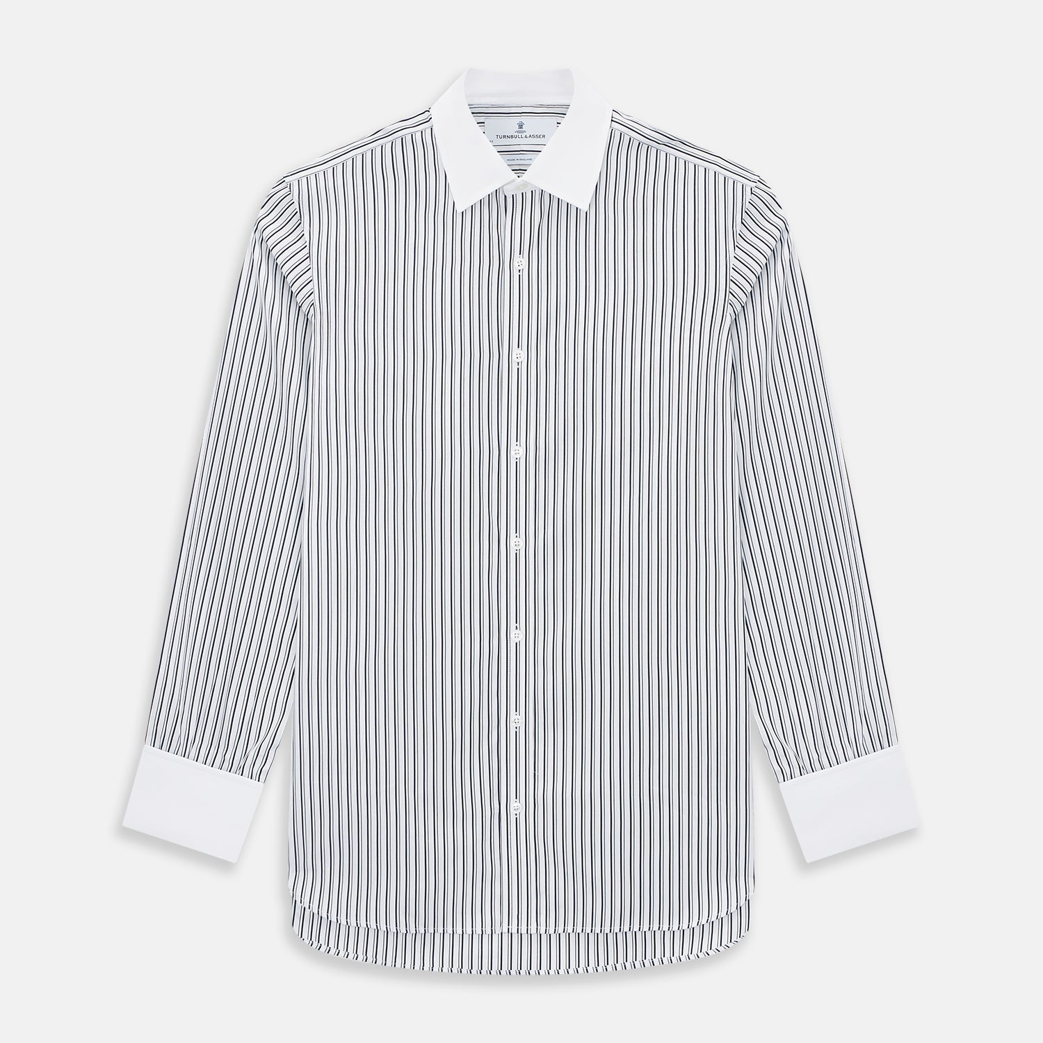 And White Fancy Stripe Shirt With Contrast Collar Cuffs