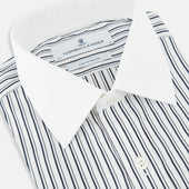 And White Fancy Stripe Shirt With Contrast Collar Cuffs