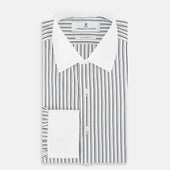 And White Fancy Stripe Shirt With Contrast Collar Cuffs