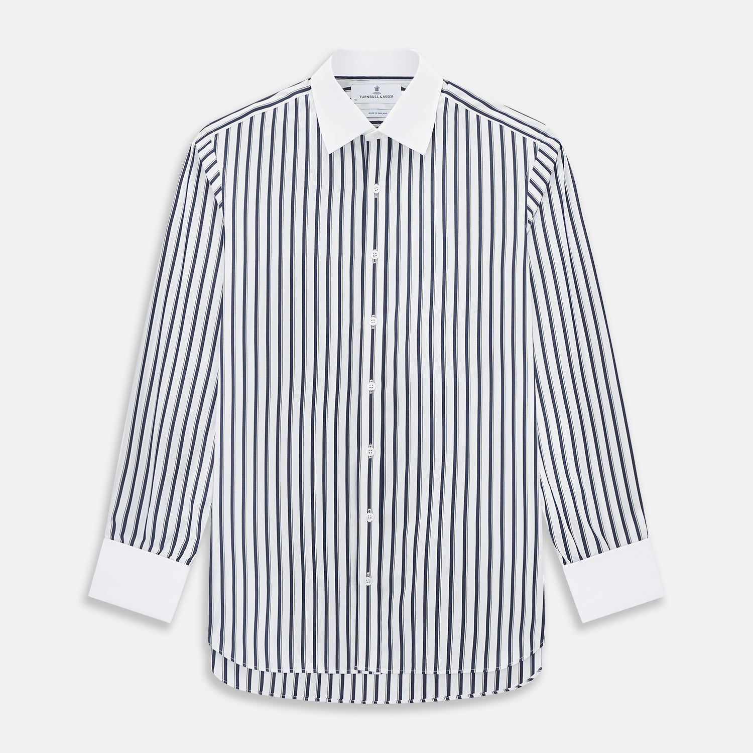 And White Shadow Stripe Shirt With Contrast Collar Cuffs