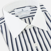 And White Shadow Stripe Shirt With Contrast Collar Cuffs