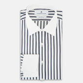 And White Shadow Stripe Shirt With Contrast Collar Cuffs