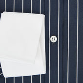 And White Bar Stripe Shirt With Contrast Collar Cuffs