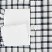 And White Tattersall Check Shirt With Contrast Collar Cuffs