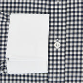 And White Gingham Check Shirt With Contrast Collar Cuffs