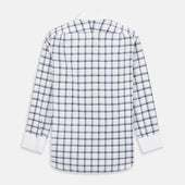 And White Windowpane Check Shirt With Contrast Collar Cuffs