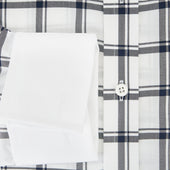 And White Windowpane Check Shirt With Contrast Collar Cuffs