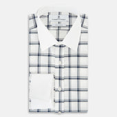 And White Windowpane Check Shirt With Contrast Collar Cuffs