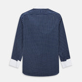 And White Reverse Graph Check Shirt With Contrast Collar Cuffs