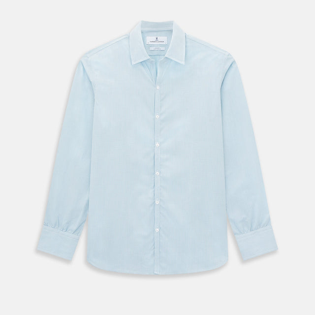 Turquoise Micro-Tattersall Check Windsor Shirt