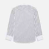 And White Track Stripe Windsor Shirt With Contrast Collar Cuffs
