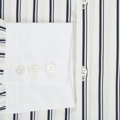 And White Track Stripe Windsor Shirt With Contrast Collar Cuffs