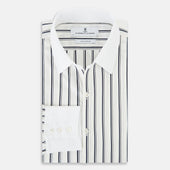 And White Track Stripe Windsor Shirt With Contrast Collar Cuffs
