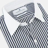 And White Double Stripe Windsor Shirt With Contrast Collar Cuffs