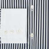 And White Double Stripe Windsor Shirt With Contrast Collar Cuffs