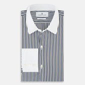 And White Double Stripe Windsor Shirt With Contrast Collar Cuffs