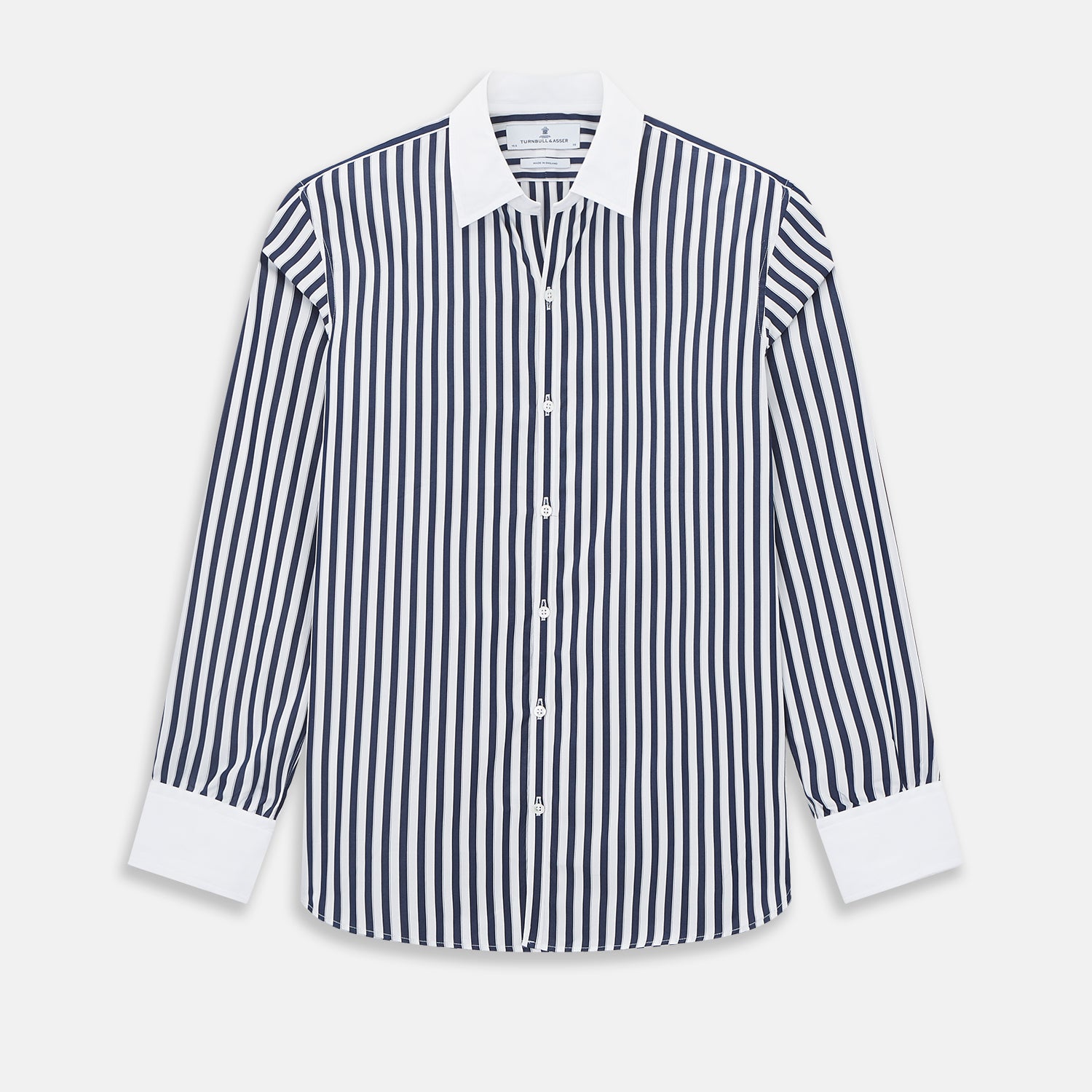 And White Regency Stripe Windsor Shirt With Contrast Collar Cuffs