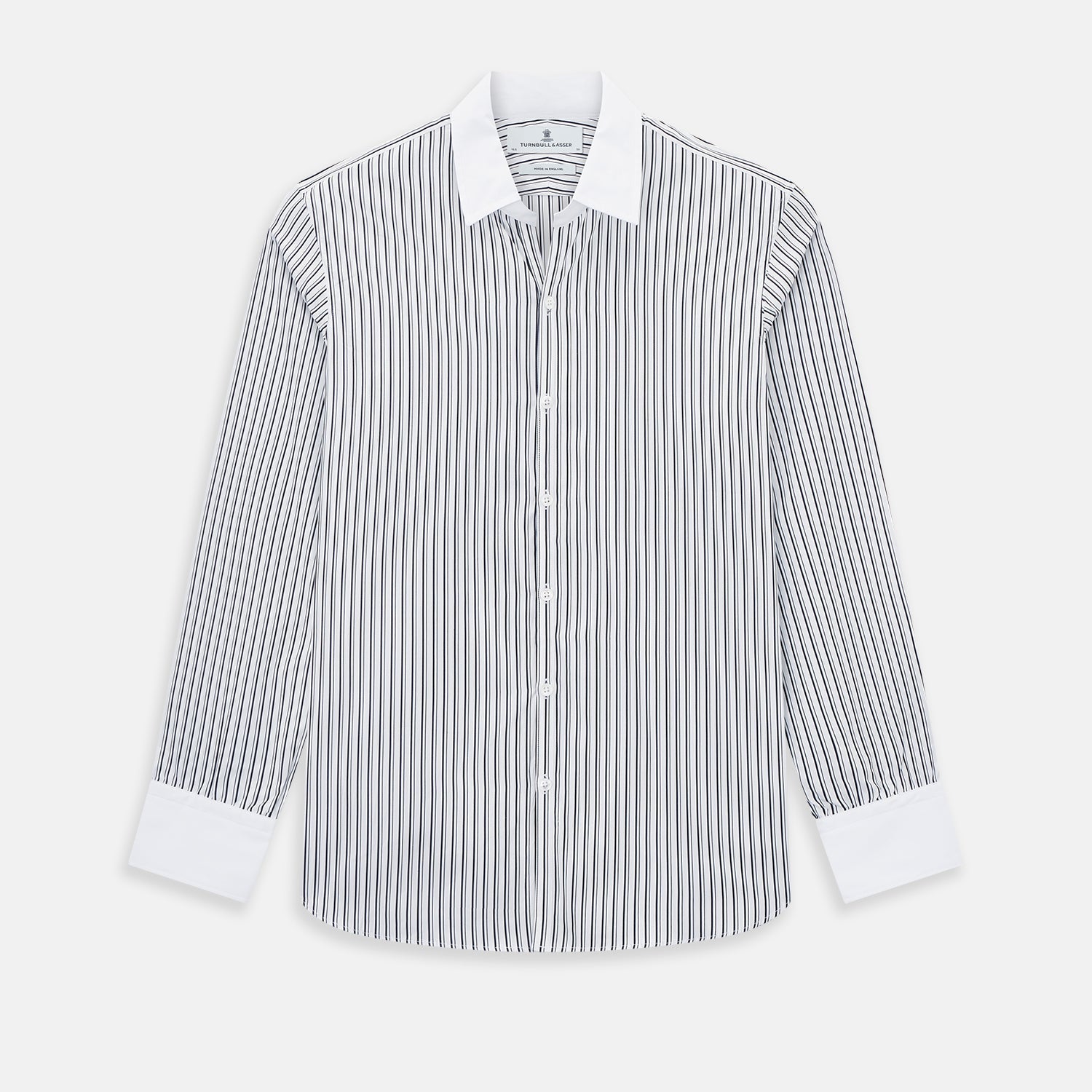 And White Fancy Stripe Windsor Shirt With Contrast Collar Cuffs