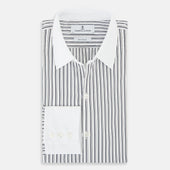 And White Fancy Stripe Windsor Shirt With Contrast Collar Cuffs