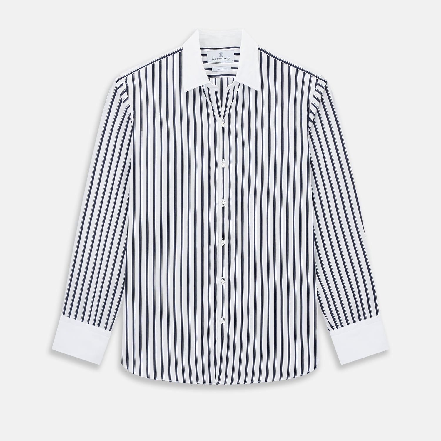 And White Shadow Stripe Windsor Shirt With Contrast Collar Cuffs