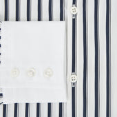 And White Shadow Stripe Windsor Shirt With Contrast Collar Cuffs