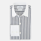 And White Shadow Stripe Windsor Shirt With Contrast Collar Cuffs