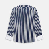 And White Reverse Stripe Windsor Shirt With Contrast Collar Cuffs