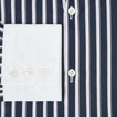 And White Reverse Stripe Windsor Shirt With Contrast Collar Cuffs