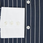 And White Bar Stripe Windsor Shirt With Contrast Collar Cuffs