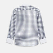 And White Tattersall Check Windsor Shirt With Contrast Collar Cuffs