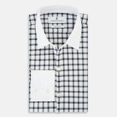 And White Tattersall Check Windsor Shirt With Contrast Collar Cuffs