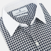 And White Gingham Check Windsor Shirt With Contrast Collar Cuffs