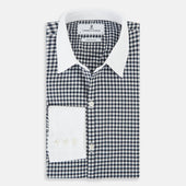 And White Gingham Check Windsor Shirt With Contrast Collar Cuffs