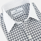And White Double Track Check Windsor Shirt With Contrast Collar Cuffs