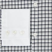 And White Double Track Check Windsor Shirt With Contrast Collar Cuffs