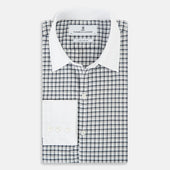 And White Double Track Check Windsor Shirt With Contrast Collar Cuffs
