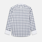 And White Windowpane Check Windsor Shirt With Contrast Collar Cuffs