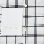And White Windowpane Check Windsor Shirt With Contrast Collar Cuffs
