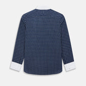 And White Reverse Graph Check Windsor Shirt With Contrast Collar Cuffs