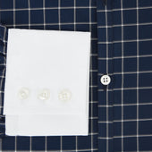 And White Reverse Graph Check Windsor Shirt With Contrast Collar Cuffs