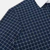 And White Reverse Graph Check Windsor Shirt With Contrast Collar Cuffs