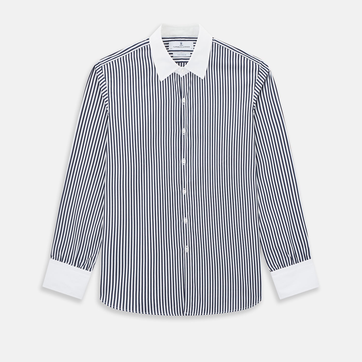 And White Double Stripe Westminster Shirt With Contrast Collar Cuffs