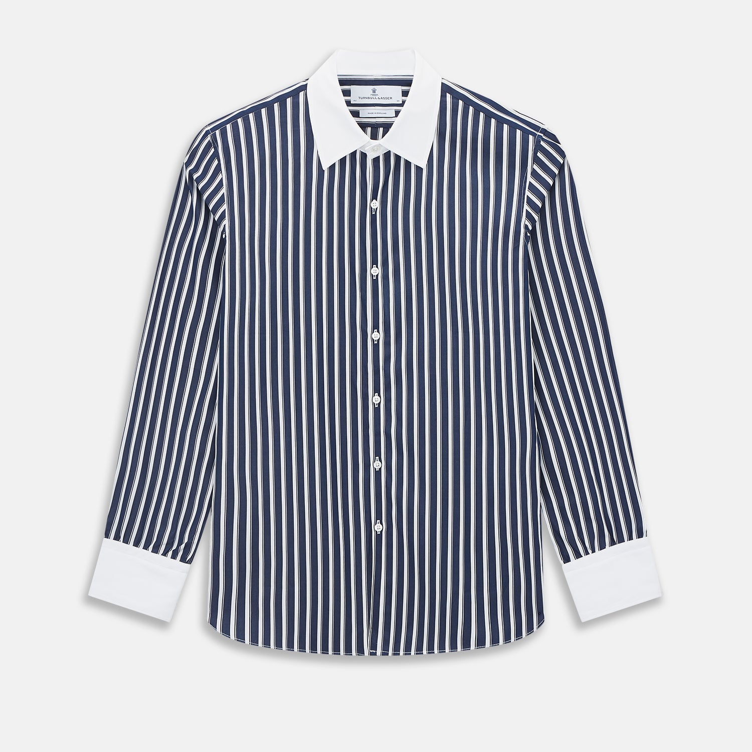 And White Regency Stripe Westminster Shirt With Contrast Collar Cuffs