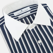 And White Regency Stripe Westminster Shirt With Contrast Collar Cuffs