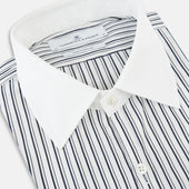 And White Fancy Stripe Westminster Shirt With Contrast Collar Cuffs