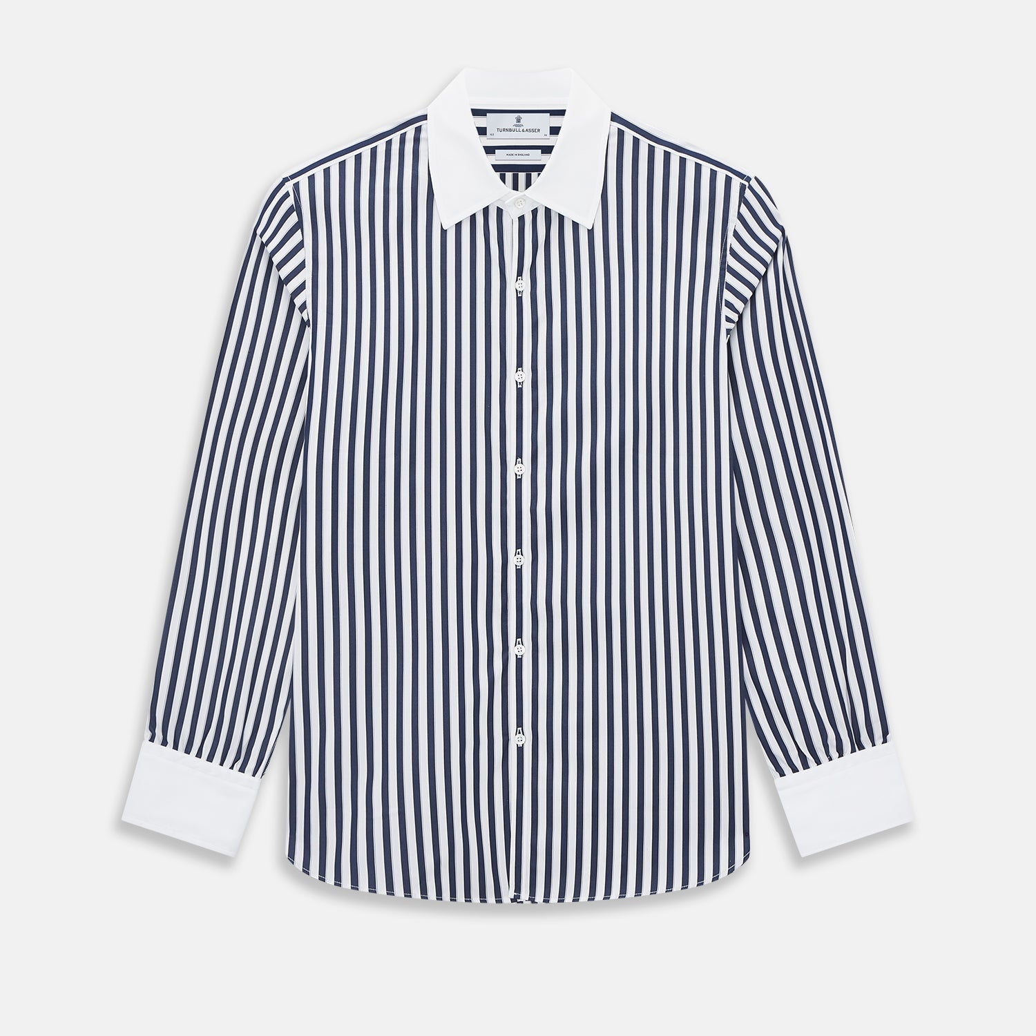 And White Reverse Stripe Westminster Shirt With Contrast Collar Cuffs
