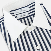 And White Reverse Stripe Westminster Shirt With Contrast Collar Cuffs